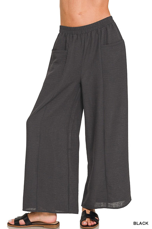 Woven Airflow Elastic Waistband Pants