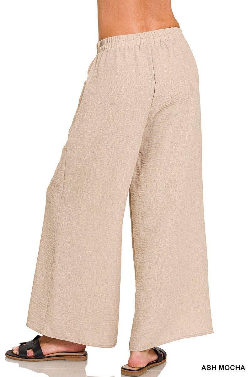 Woven Airflow Elastic Waistband Pants
