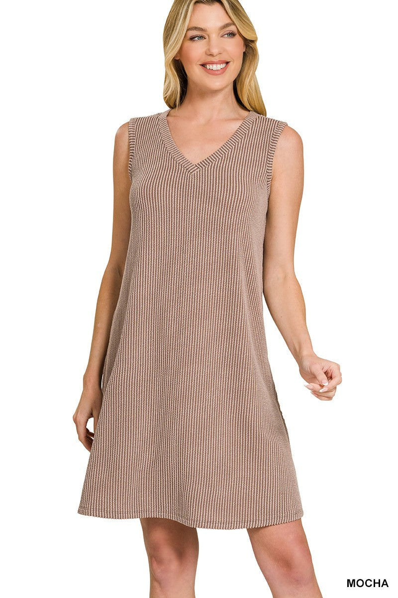 Raised Rib Sleeveless Mini Dress-2 colors
