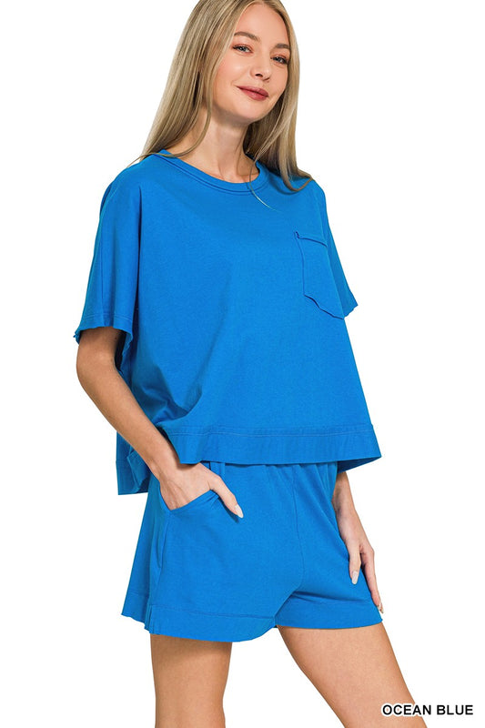 Exposed Seam Boxy Top & Shorts Set