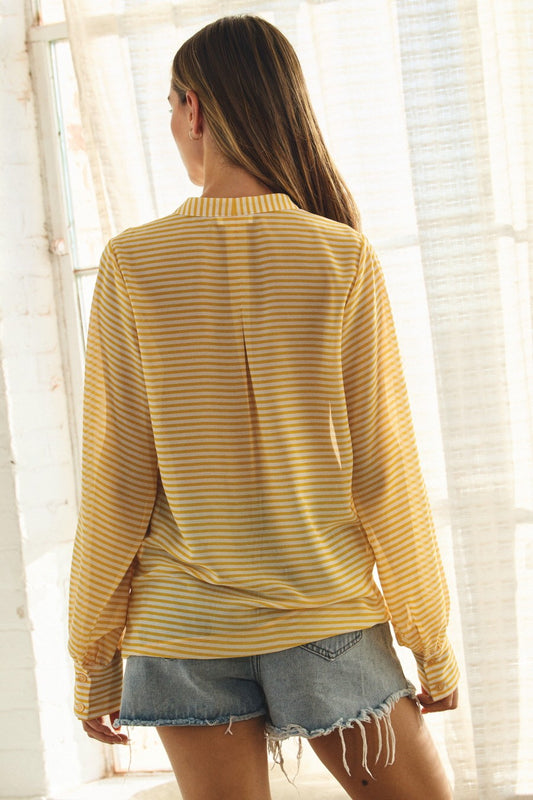 Sheer Striped Button Up