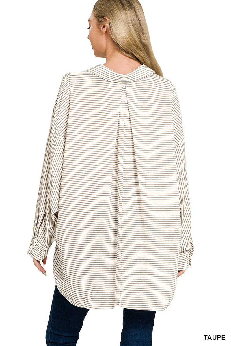 Woven Stripe Button Down Shirts