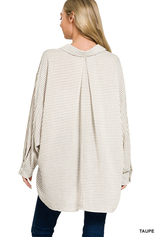 Woven Stripe Button Down Shirts