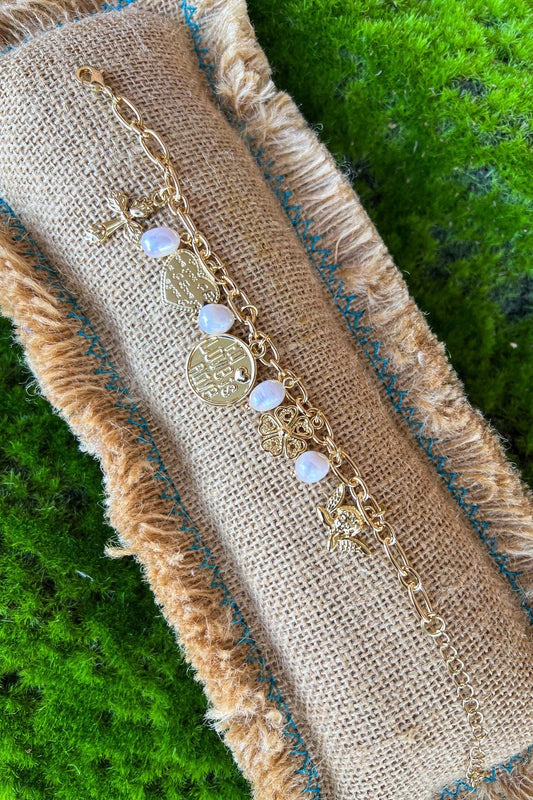 Pearl/Coin Charm Bracelet