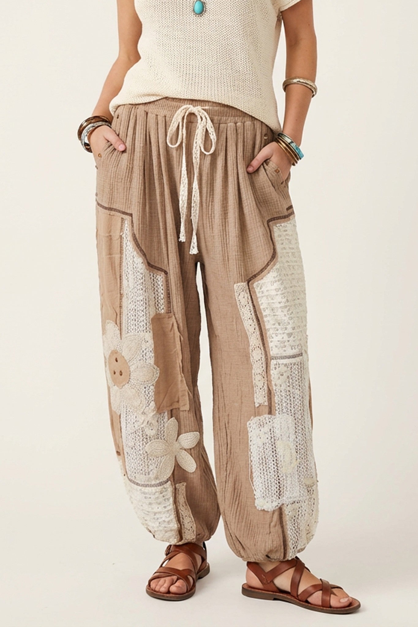 Desert Bloom Patchwork Harem Pants