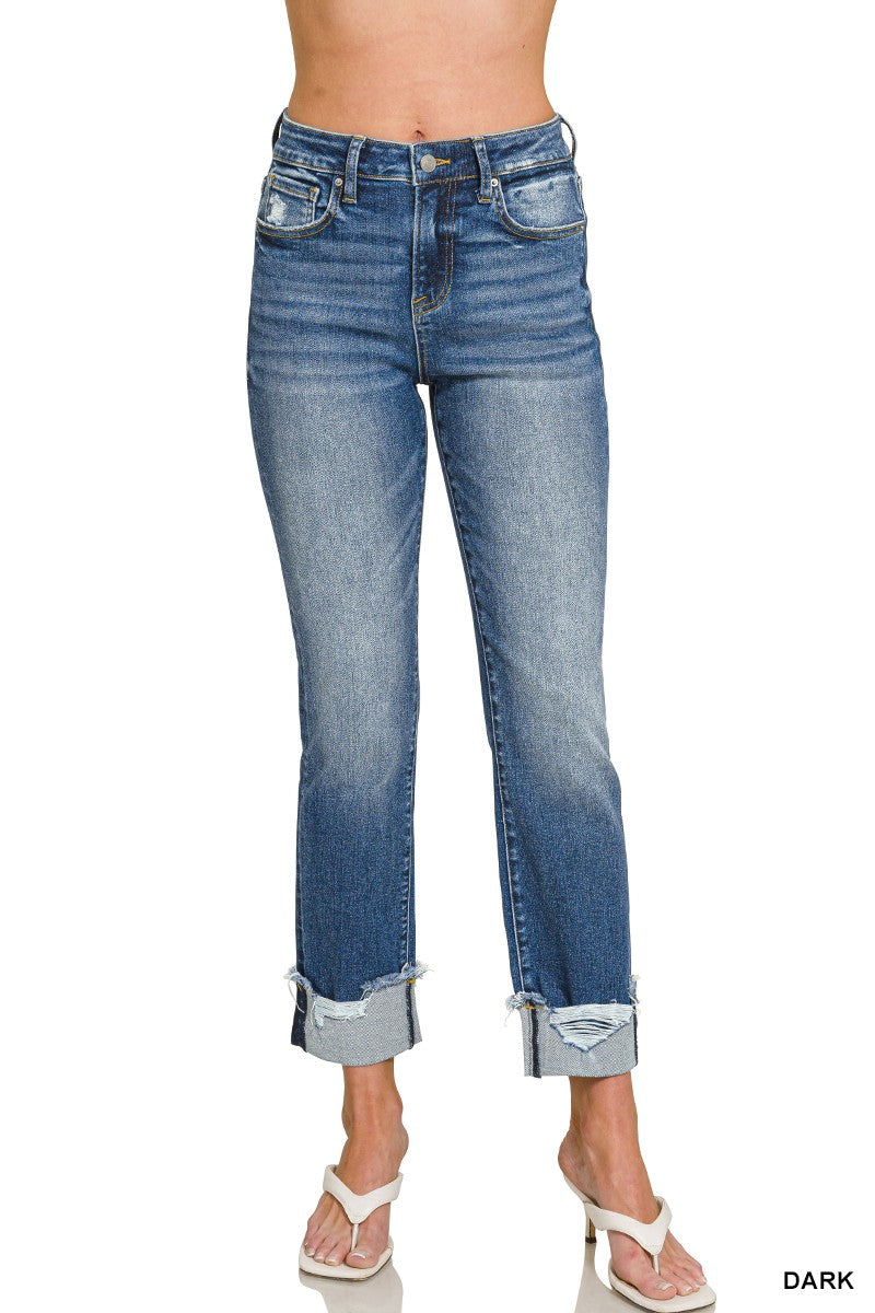 Cuffed Skinny Denim Pants