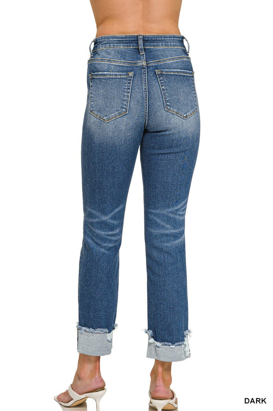 Cuffed Skinny Denim Pants