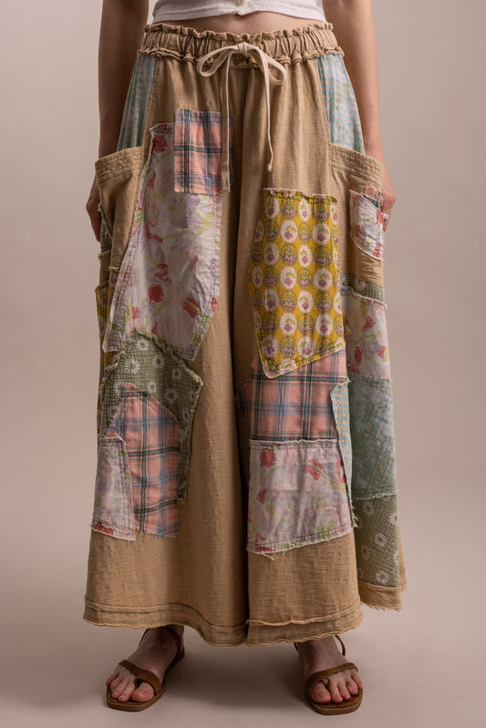 Wide Leg Patchwork Lounge Pants