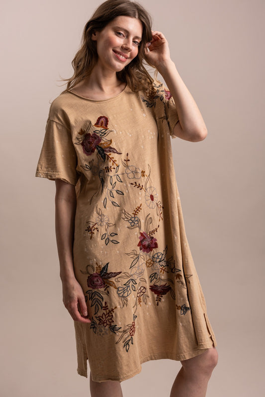 Embroidered Tshirt Dress