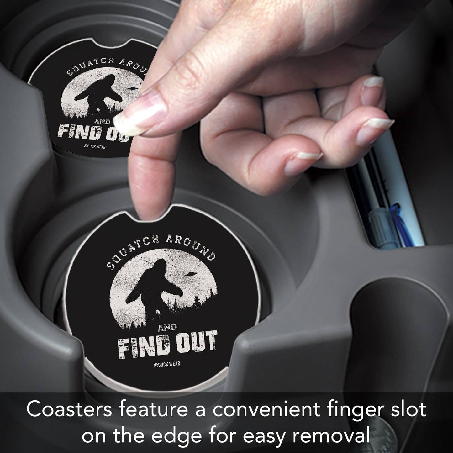 "Squatch Around" Absorbent Stone Car Coaster 1pk