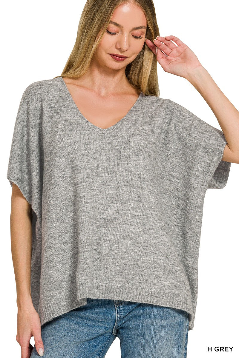 V-neck Short Sleeve Sweater