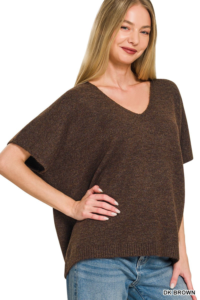 V-neck Short Sleeve Sweater