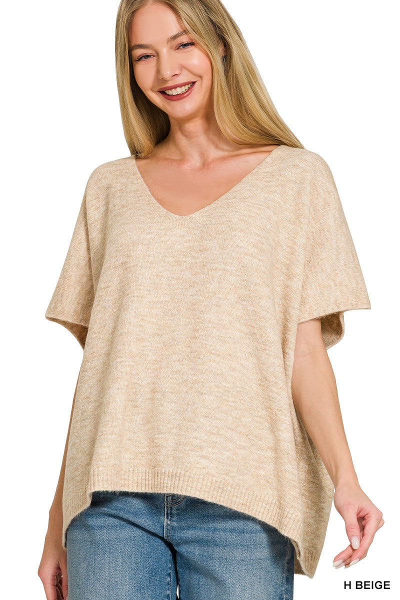 V-neck Short Sleeve Sweater