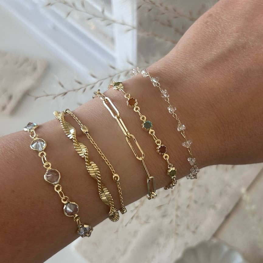 Gold Filled Smoky Crystal Bracelet  Delicate Layering Bracet