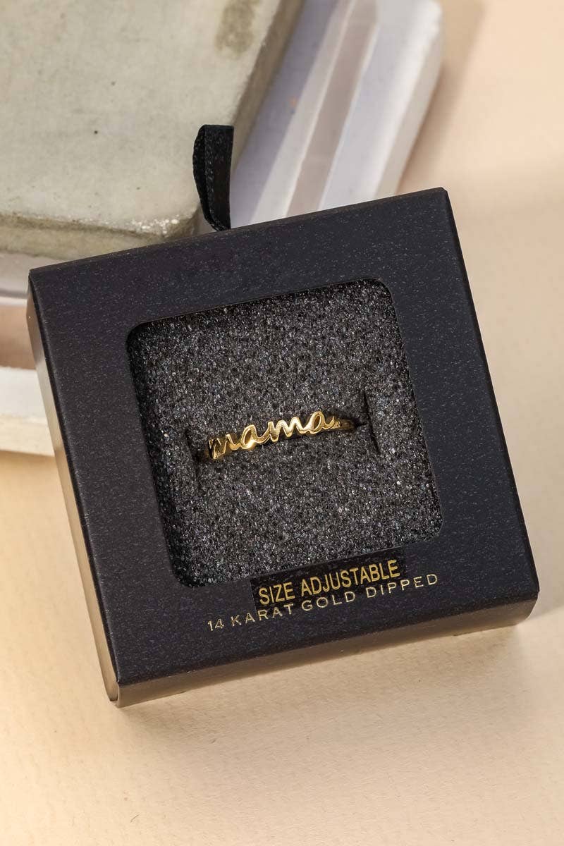 Secret Box Gold Dipped Mama Print Ring: GD