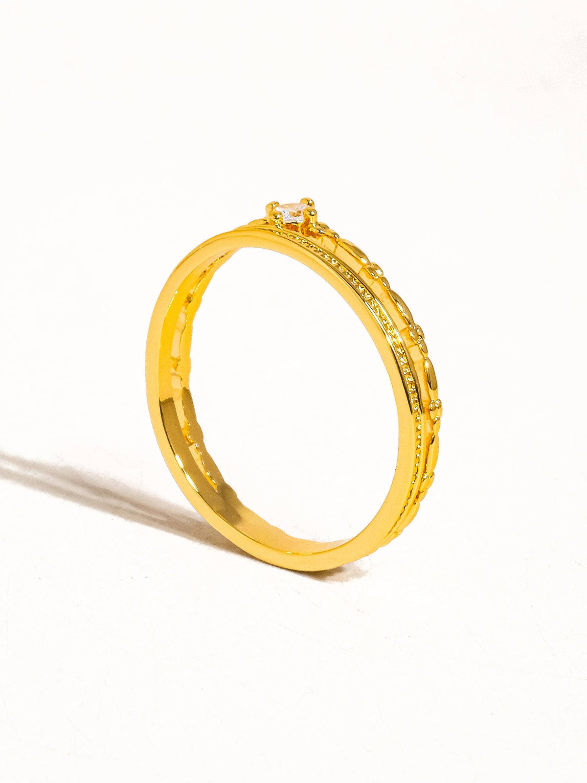Belen 18K Gold CZ Thin layered Ring: Yellow Gold