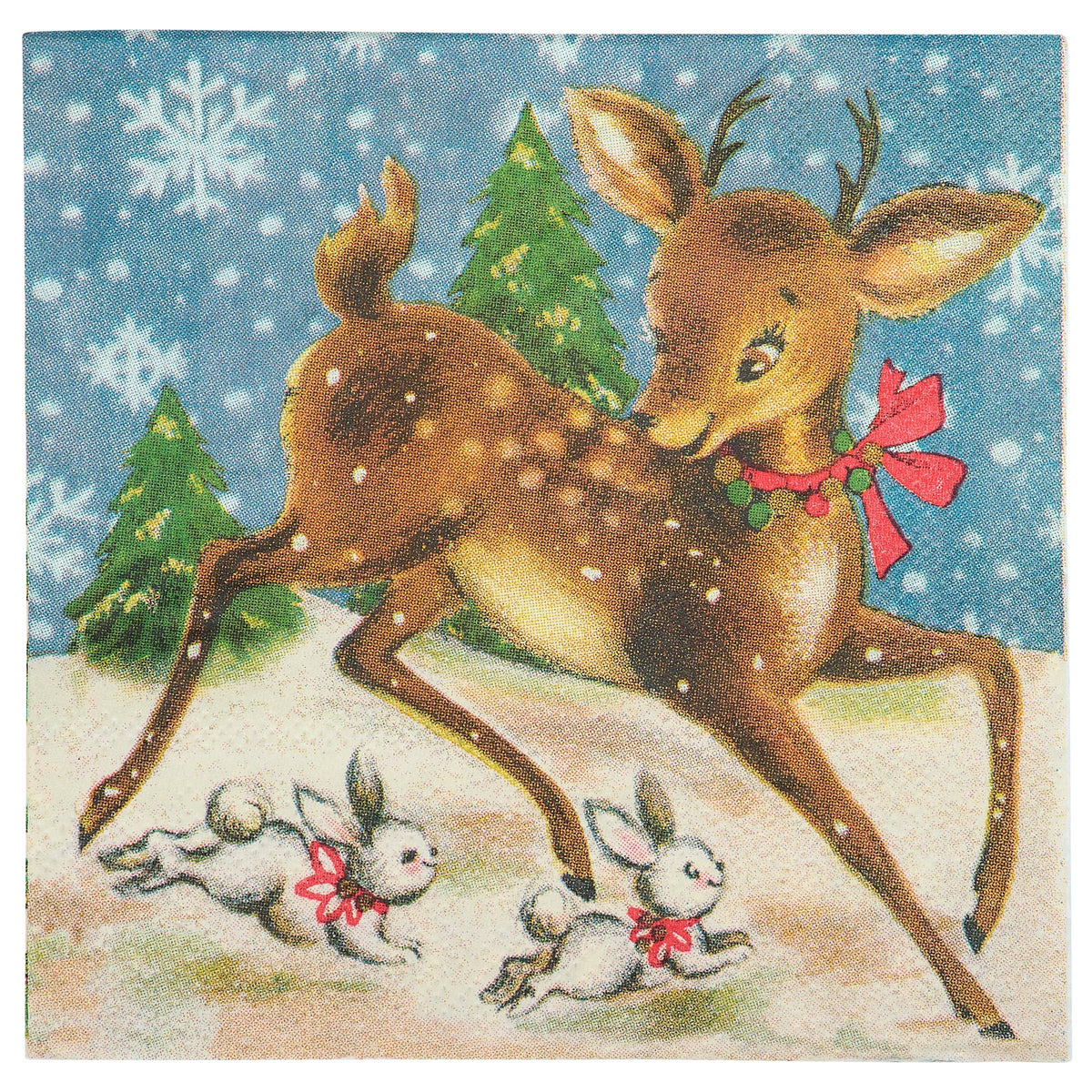 Retro Deer Beverage Napkin
