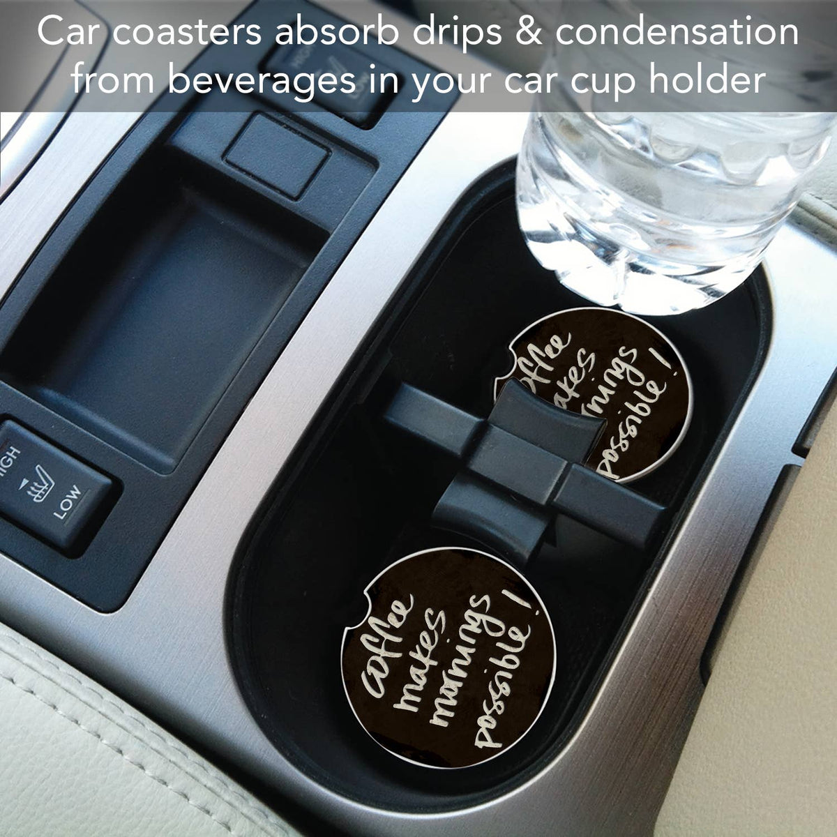 Coffee Makes Mornings Absorbent Stone Car Coaster 1 Pk