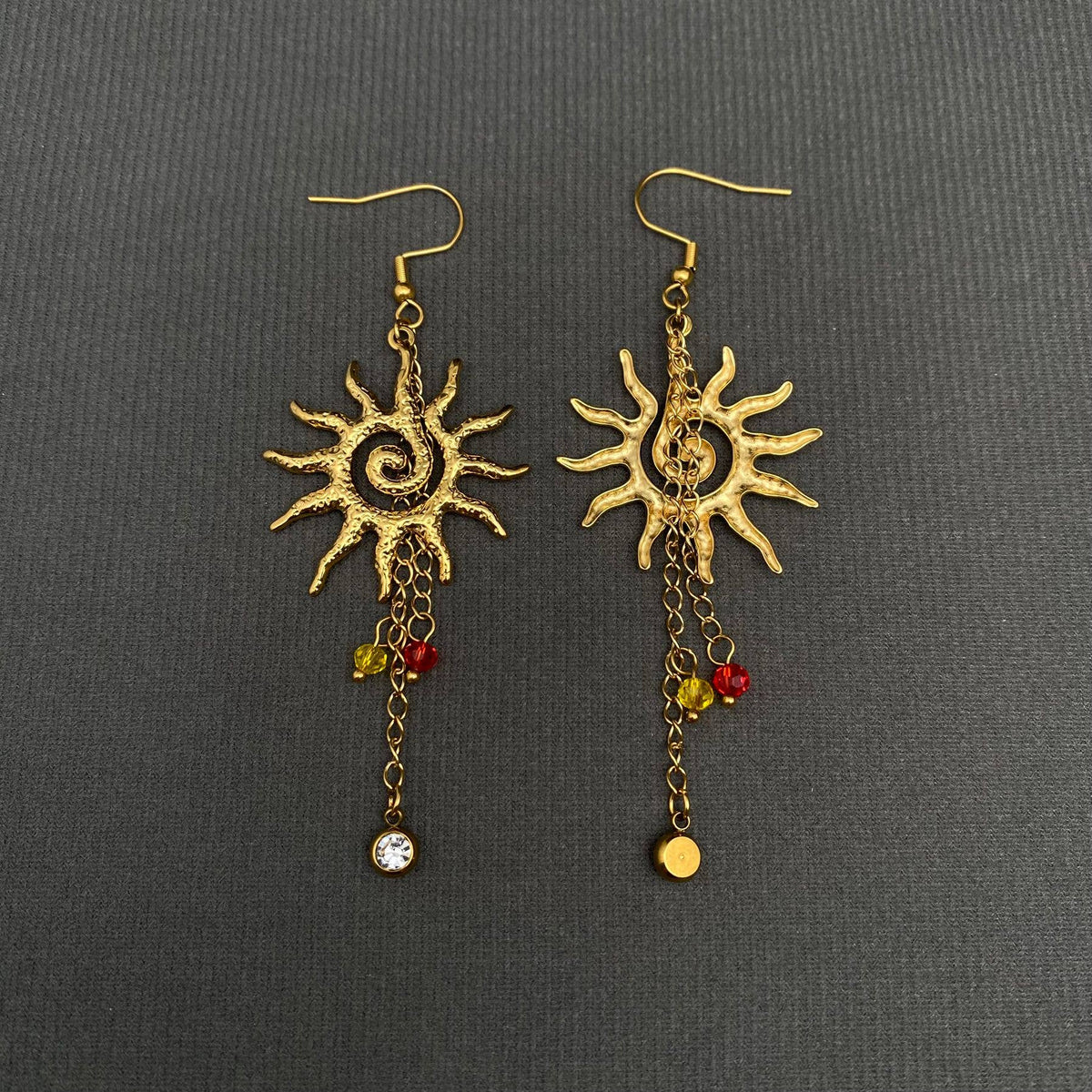 Vortex Sun 18K Gold Plated S.Steel Dangle Earrings - FGS/MS