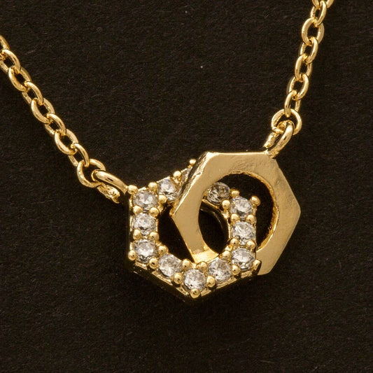 Cz Hexagonal Nuts Charm Necklace: G