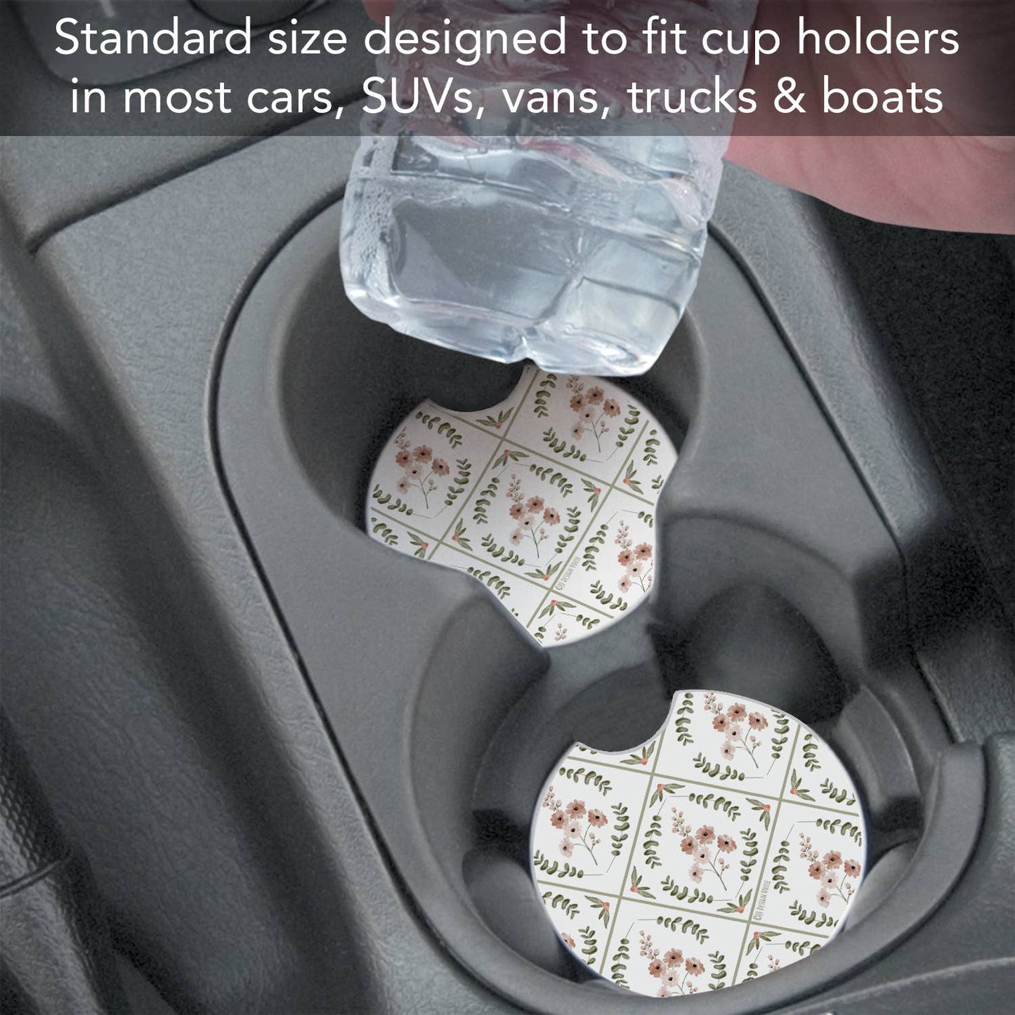 "Wildflower Geo" Absorbent Stone Car Coaster