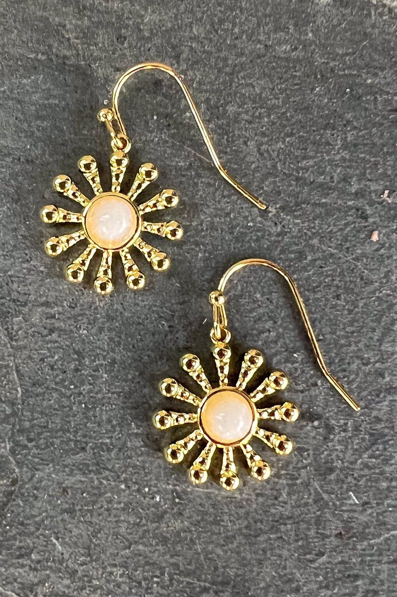 Flower Gem Earrings White EG1