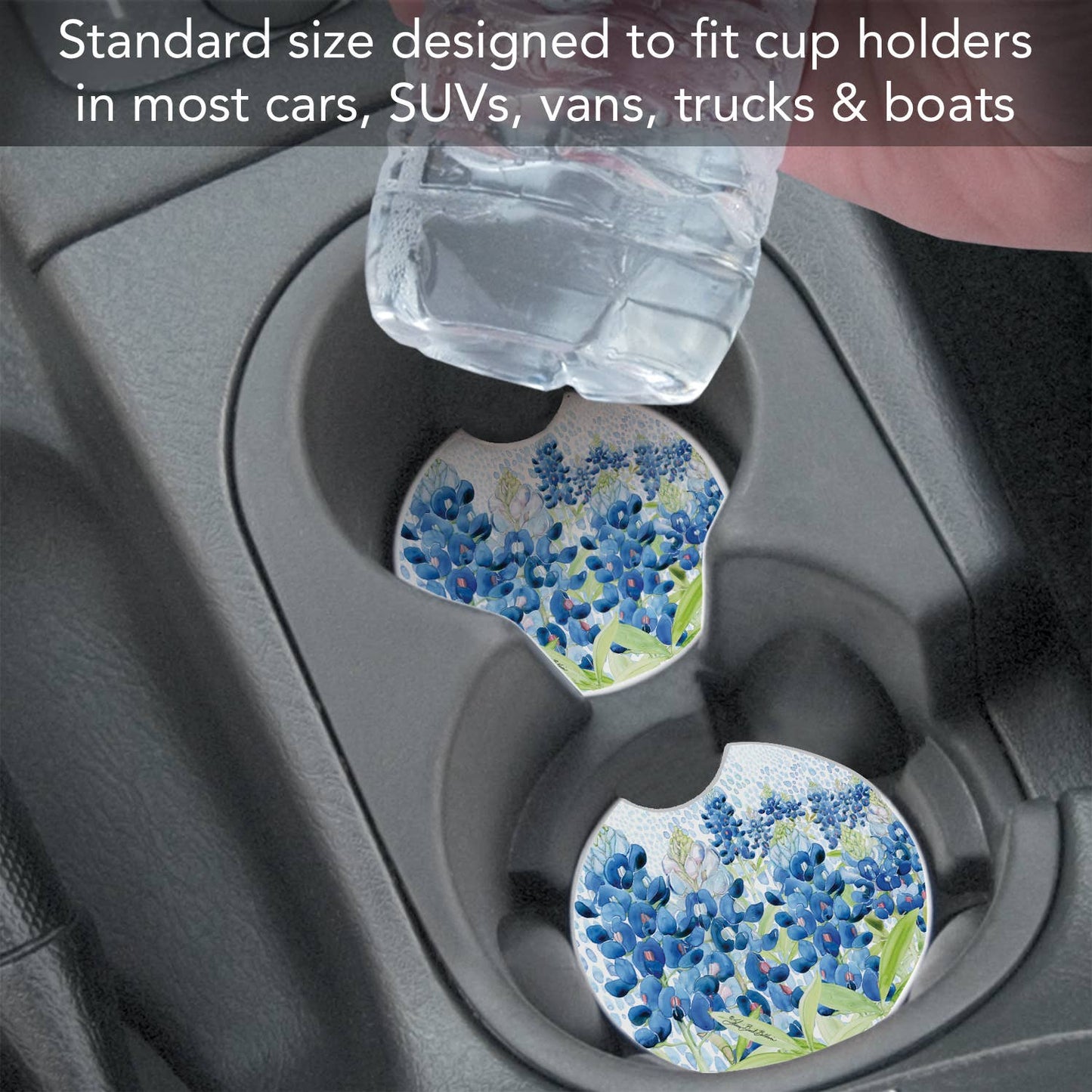 "Blue Bonnet Field" Absorbent Stone Car Coaster 1pk