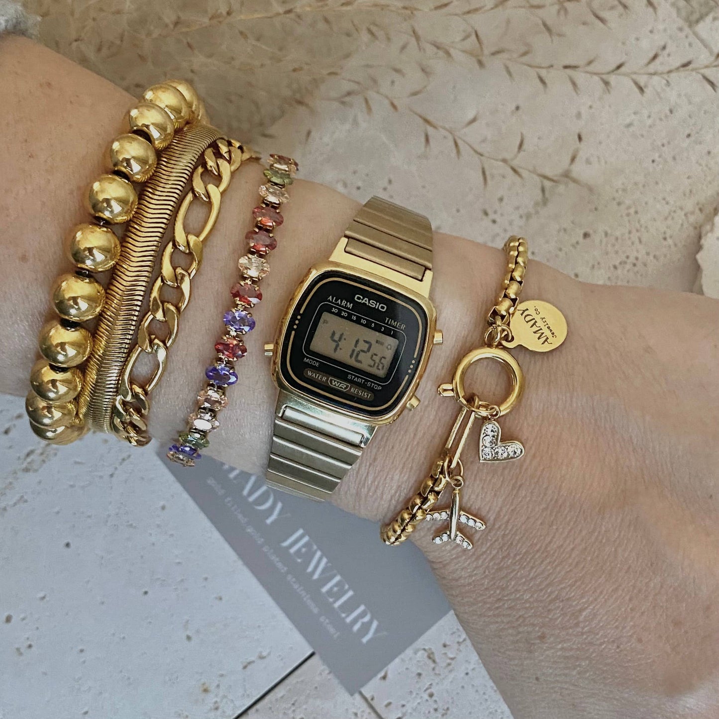 Traveler travel Bracelet airplane plane heart gold plated 