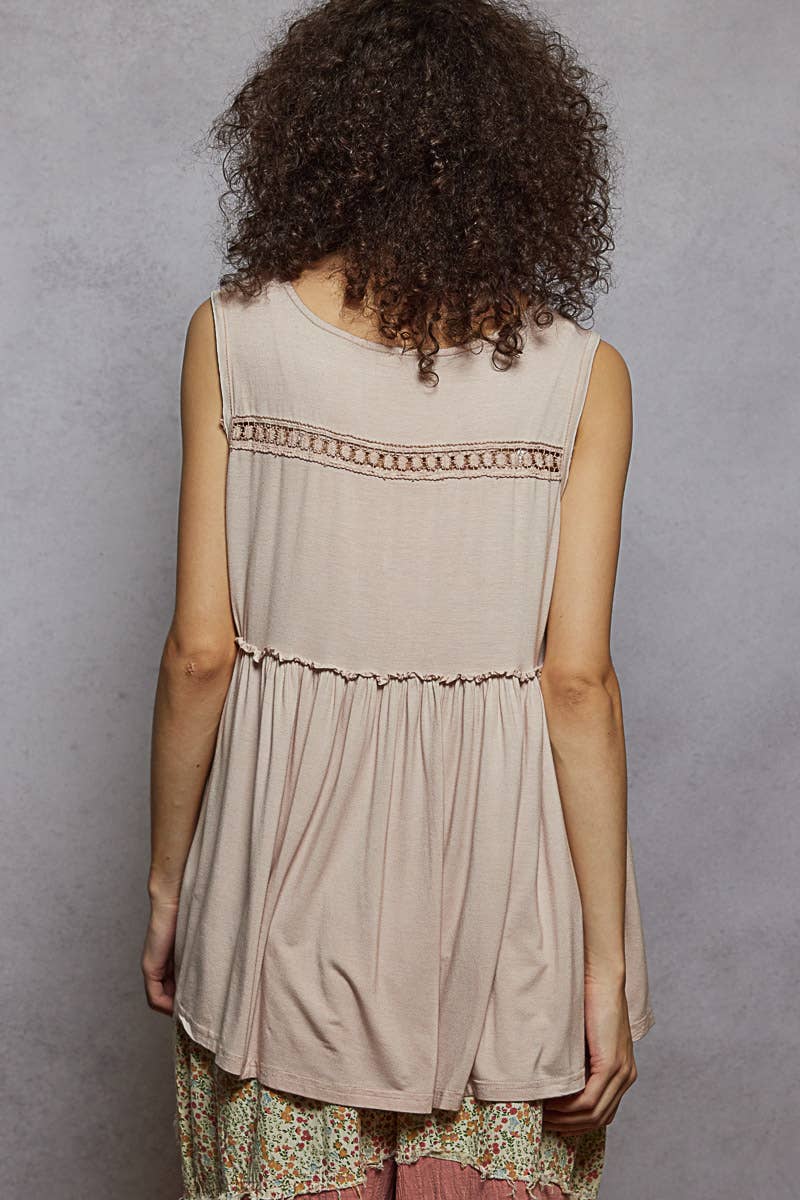 Sleeveless Loose Fit V-Neck Babydoll Casual Knit Top SALE: IVORY / S