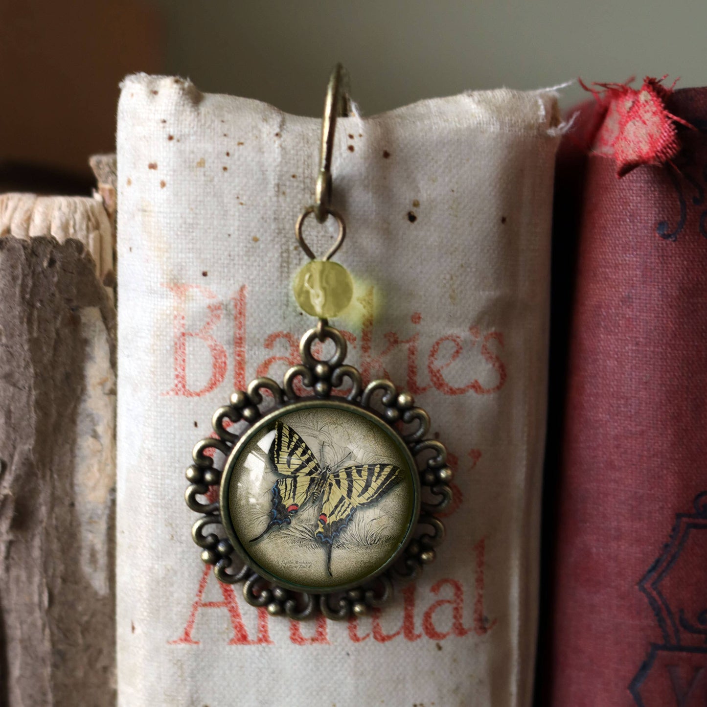 Swallowtail Butterfly Bronze and Glass Cabochon Bookmark