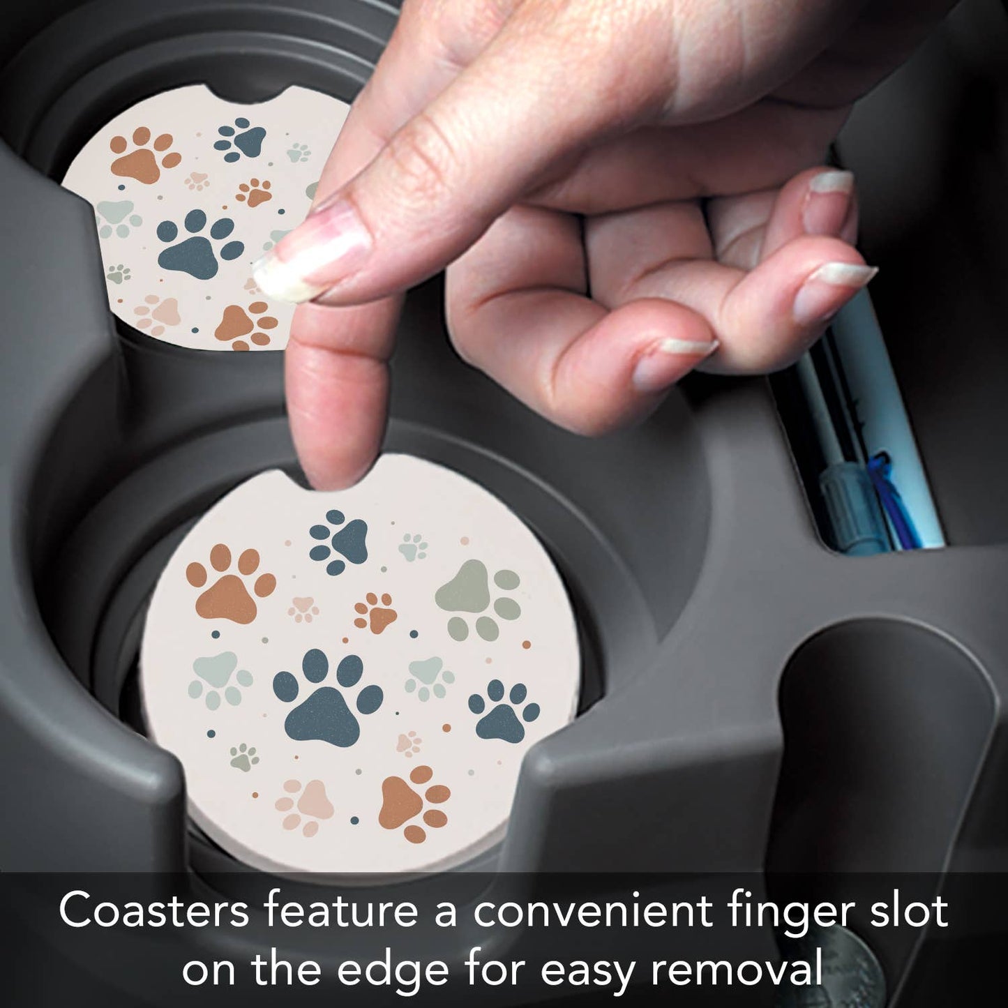 "Paw Prints" Absorbent Stone Car Coaster