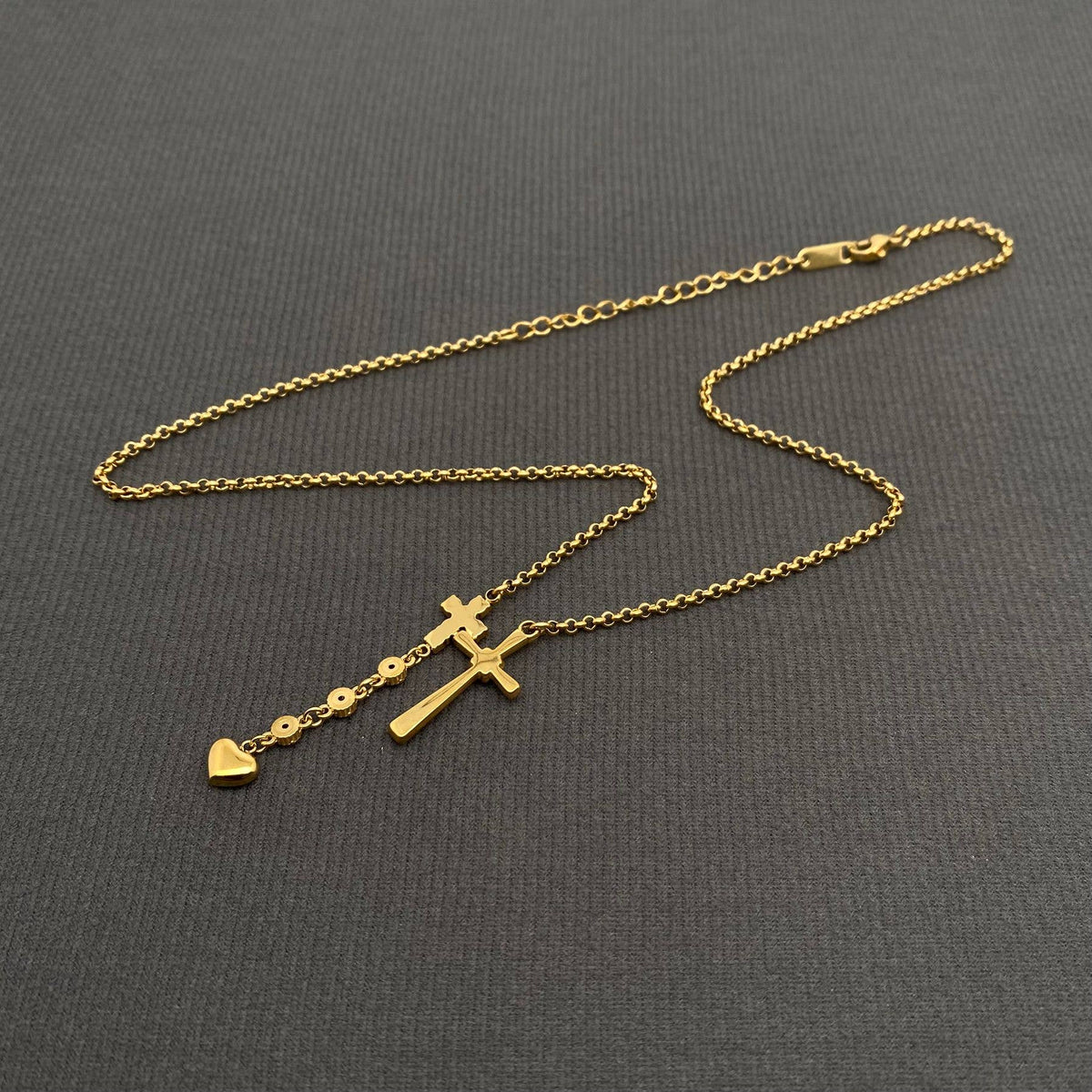 Double Cross Charm 18K Gold Plated S.Steel Necklace - FGS