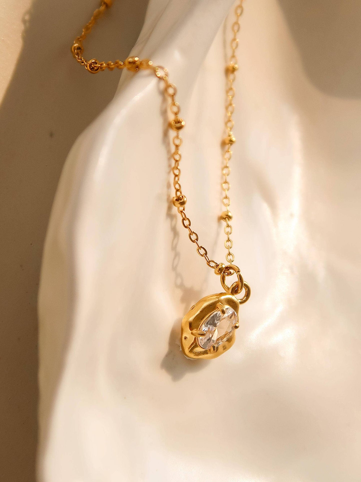 Ryleigh 18K Gold Non-Tarnish Petite CZ Necklace: Red