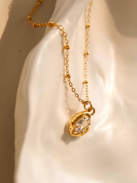 Ryleigh 18K Gold Non-Tarnish Petite CZ Necklace: Red