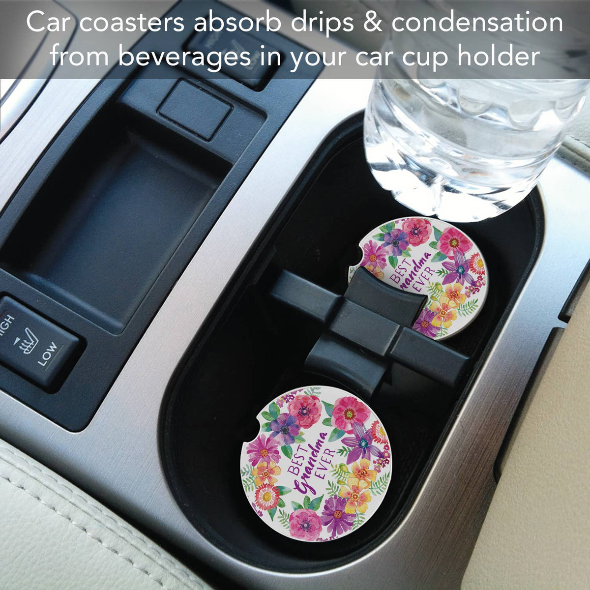 "Best Grandma" Absorbent Stone Car Coaster 1pk