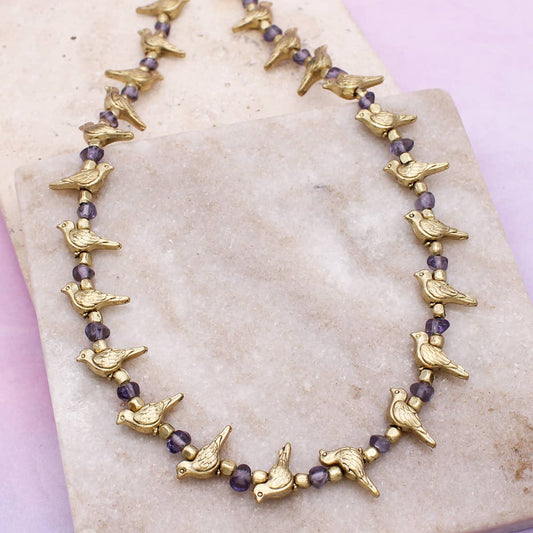 Flock of Birds Gold Necklace