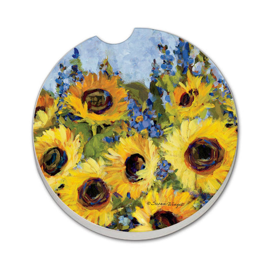 "Gallery of Sunflowers" Absorbent Stone Car Coaster