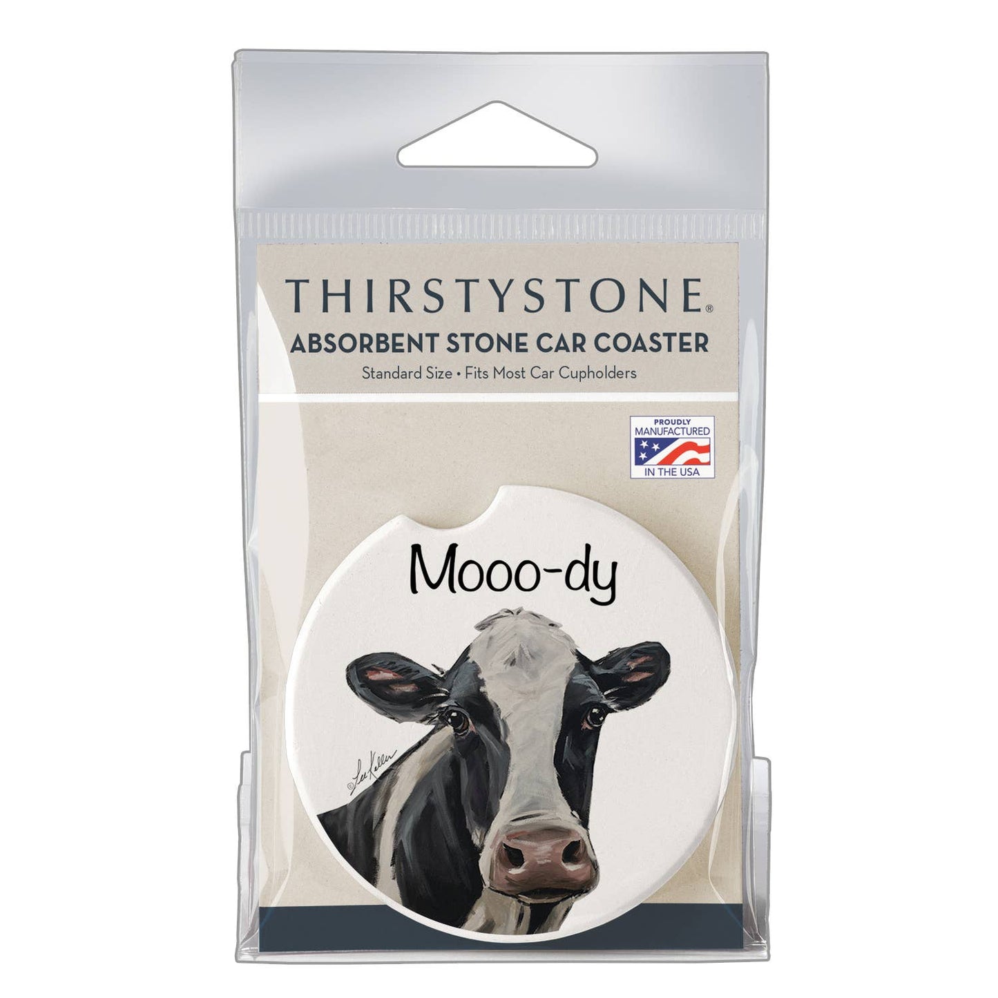 "Mooo-dy" Absorbent Stone Car Coaster 1pk
