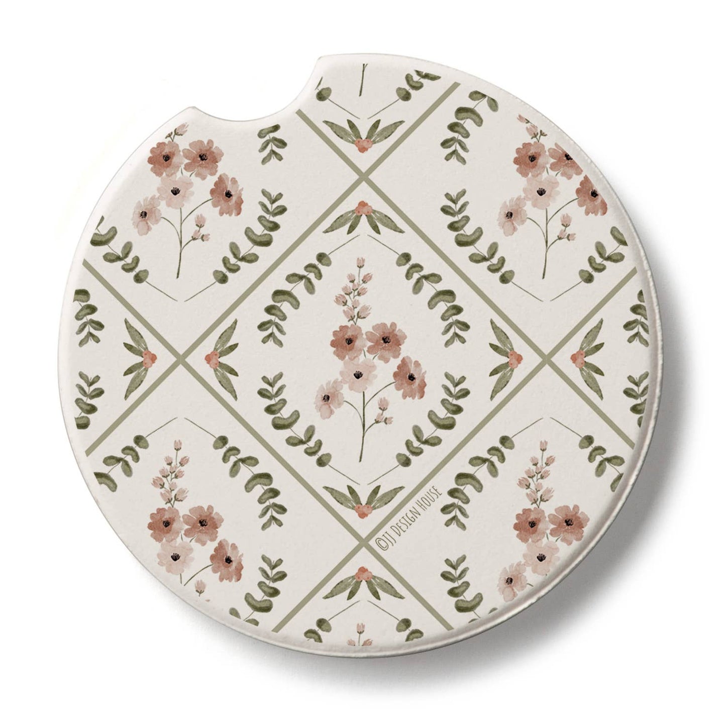 "Wildflower Geo" Absorbent Stone Car Coaster
