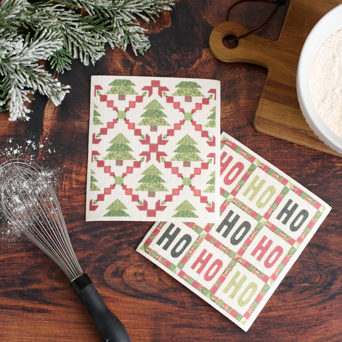 Christmas Quilt Swedish Dishcloth Set