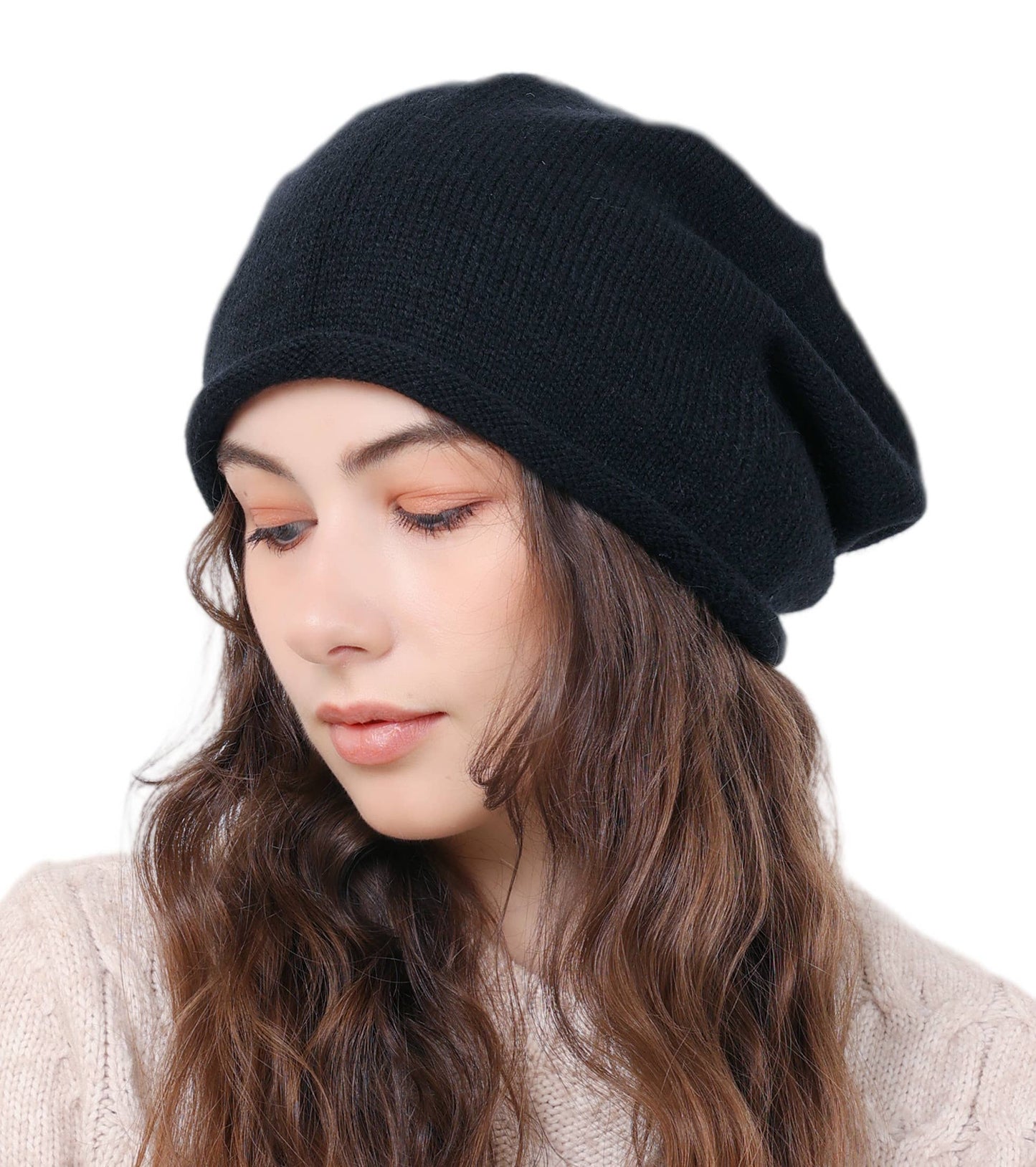 JCH308006 Slouchy Beanie with Adjustable Tie on the Back: Black