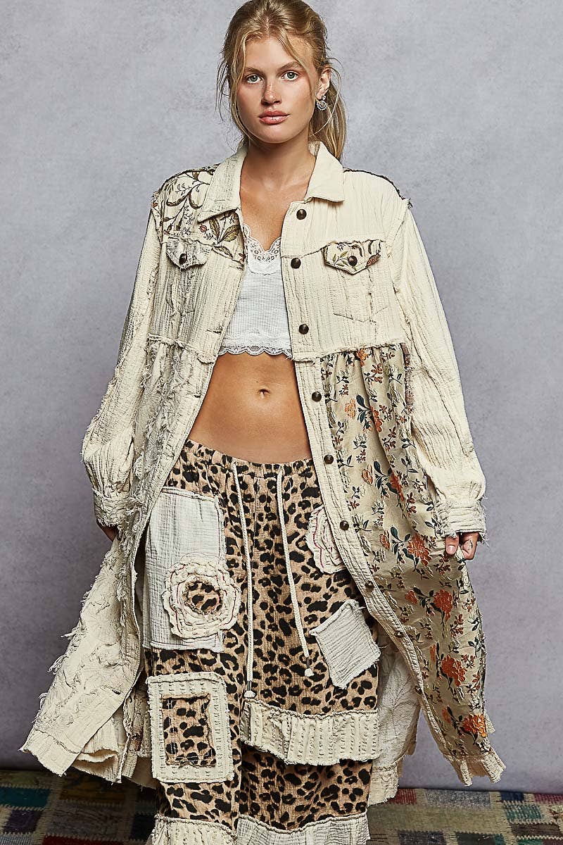 Contrast maxi length jacket