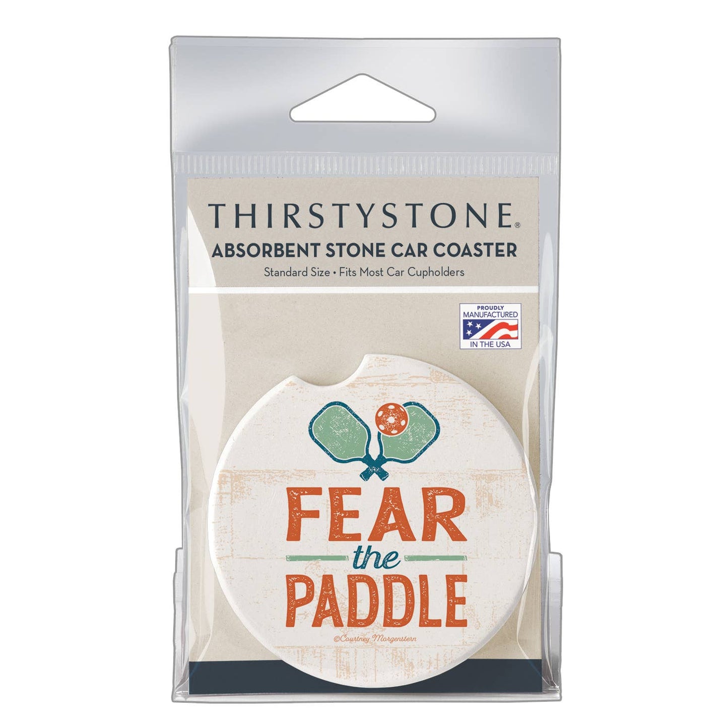"Fear The Paddle" Absorbent Stone Car Coaster