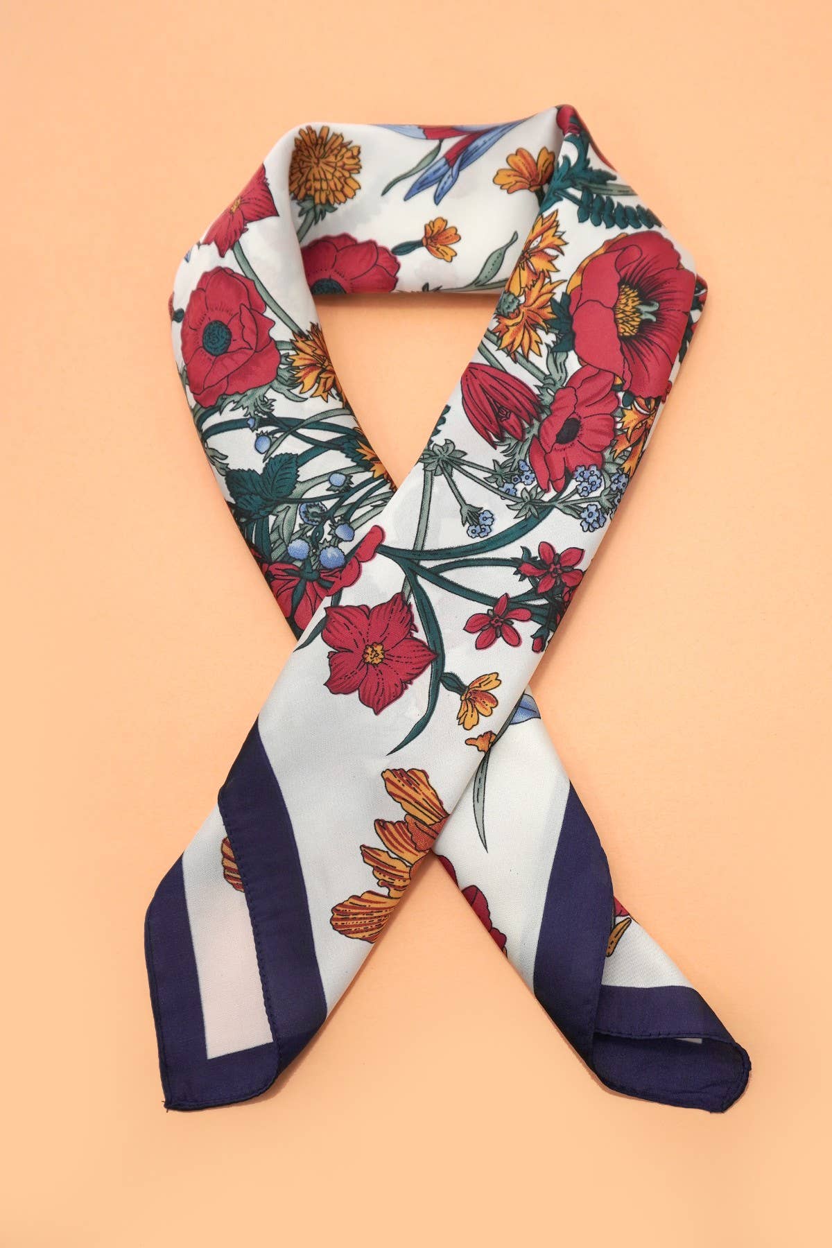 LARGE FLORAL PRINT BANDANA SCARF | 40SC651: OFF WHITE