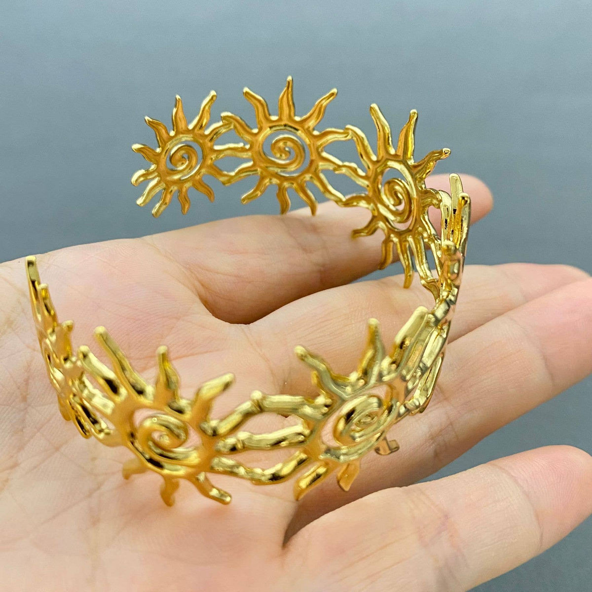 18K Gold Plated S.Steel Vortex Sun Adjustable Cuff - FGS/MS