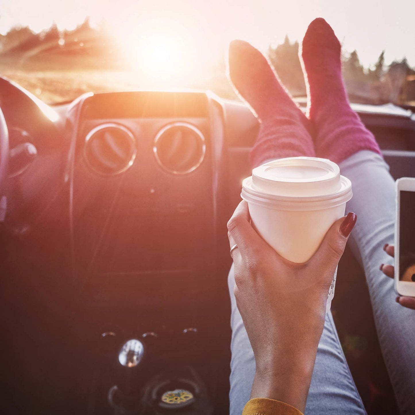 "Gallery of Sunflowers" Absorbent Stone Car Coaster
