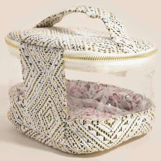Transparent Clear Top Handle Makeup Case Cosmetic Bag: BW