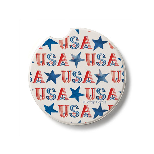 "USA Repeat" Absorbent Stone Car Coaster 1pk