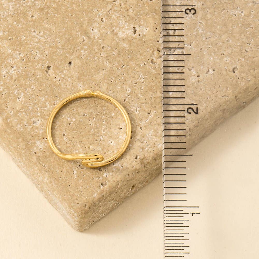 Gold Dipped Wave Cutout Adjustable Ring: G
