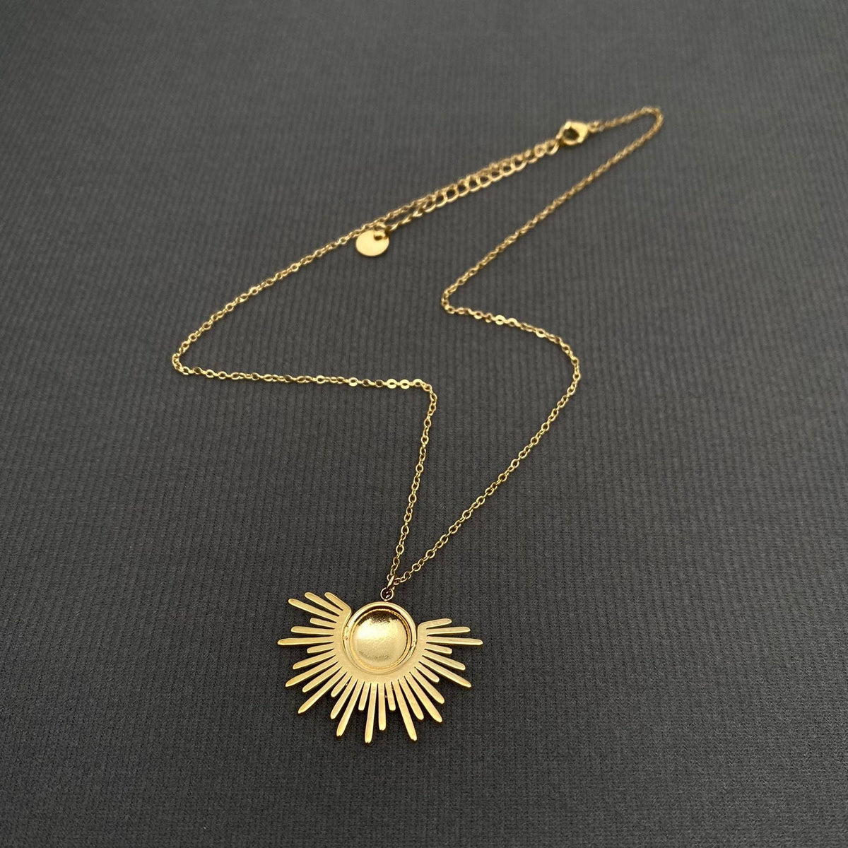Full Zircon Sun 18K Gold Plated S.Steel Necklace - FGS/MS